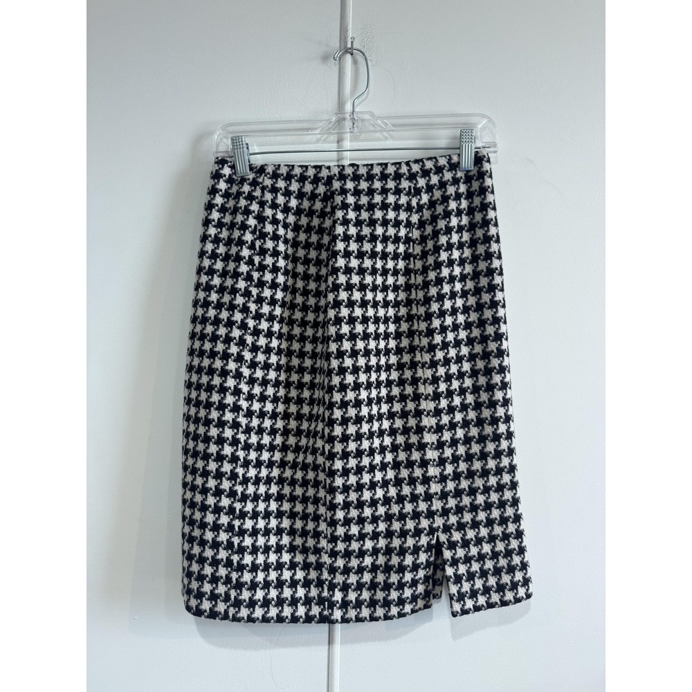 Clifford & Wills Skirt Womens 4 Black Houndstooth Tweed Pencil Knee Lined Wool